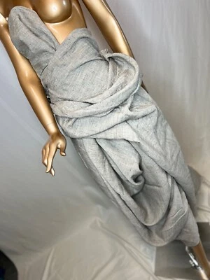 /m Designer Fabric Essentials Cotton Hessian Medium Grey Stonewashed Black Shade - Image 1 of 4