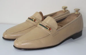 BALLY of SWITZERLAND Ladinos Leather Horse-bit Beige Loafers UK 8 E - Picture 1 of 9