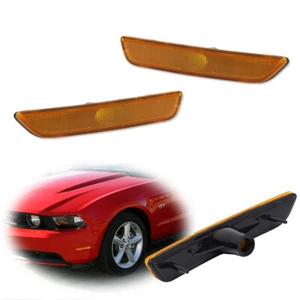 For 2010-2014 Ford Mustang Front Bumper Side Marker Light Housings Amber Covers - Picture 1 of 8
