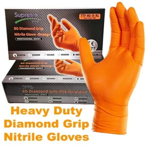 Orange Nitrile Disposable Gloves Strong Heavy Duty Powder Free Car Mechanic - Picture 1 of 5