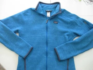 Patagonia Blue Fleece Lined Jacket Sweater Logo and Inner Pockets Sz M - Picture 1 of 12