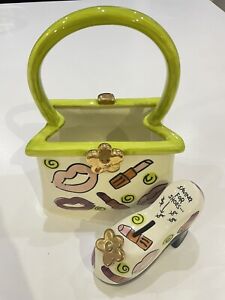 Russ Sonja Picard Ceramic Planter Handbag Purse And Shoe Money Box Collectable