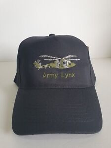Army Lynx Helicopter Black Baseball Cap. Adjustable Size Aviation Aircraft Cap
