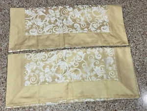 Fratelli Graziano Italien 2-teilig King Shams 100 % Baumwolle gewebt Jacquard Ylw gold/braun - Bild 1 von 7
