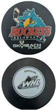 KELOWNA ROCKETS WHL OFFICIAL HOCKEY PUCK VEGUM MFG. MADE IN 🇸🇰 SKYREACH PLACE