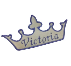 1 x Fancy Crown Princess Birthday Personalised Name Patch Motif Sewing Trim - Picture 1 of 14