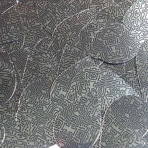 Sequin Teardrop 1.5" Black Silver Circuit Board Tech Print Metallic - Picture 1 of 1