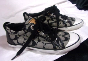 Coach Womens  Barrett Signature Sneakers Low Top Casual Black Canvas size 6B - Picture 1 of 11