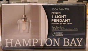 Pavlen 1-Light Brushed Nickel Contemporary Hanging Mini Pendant with Clear Glass - Picture 1 of 8