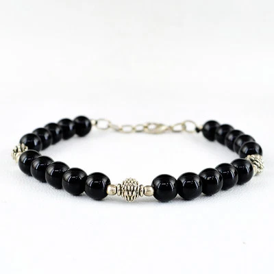 PULSERA HECHA A MANO 88,00 CTS TIERRA MINADA ESPINELA NEGRA RICA CUENTAS REDONDAS SIN TRATAR Foto 1 de 2