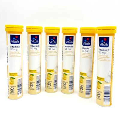 ✅ 6x Vitalis® Vitamin C, 120mg Brausetabletten Geschmack Zitrone ✅