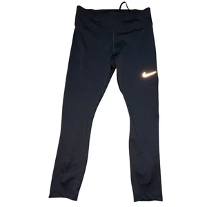 Nike Dri-fit Mid Rise Capri Leggings With Inside Drawstring-Black-Size M-GUC - Picture 1 of 7
