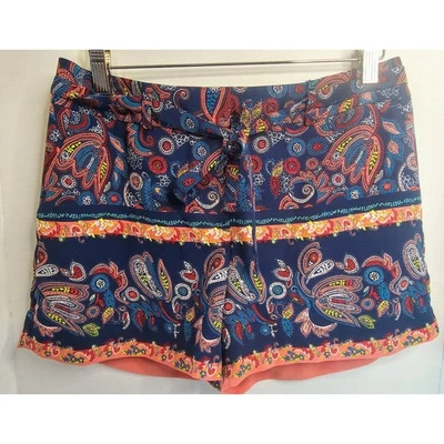 LOFT女式2码佩斯利花卉波西米亚印花绑带短裤 — 第 1/4 张图片