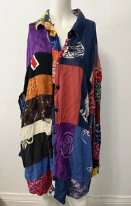 We Be Bop 2XL Funky Oversize Patchwork Swirl Groovy Animal Print Flora 90s Shirt - Picture 1 of 10