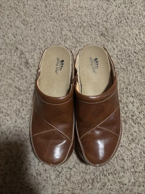 Spring Step Brown Leather Clogs Sz 38 Telly Cog - Image 1 of 4