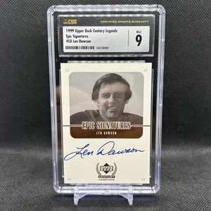 1999 Upper Deck Century Legends LEN DAWSON On Card Auto CSG CGC 9 Mint Chiefs QB - Picture 1 of 5