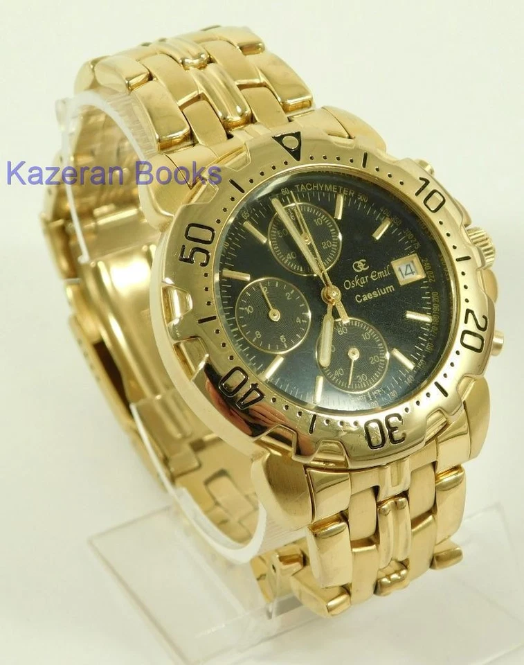 Relógio de pulso Working Oskar Emil césio quartzo 23ct GP cronógrafo edição limitada - Imagem 1 de 1