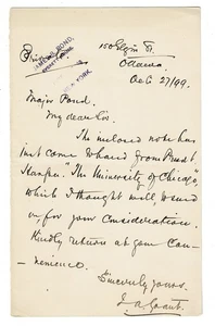1899 AUTOGRAPH LETTER by Canadian Physician & Politician JAMES ALEXANDER GRANT - Picture 1 of 1