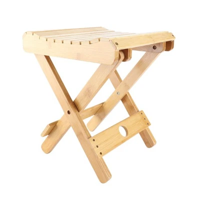 Folding Stool Bamboo Massage Shop Shaving Shower Footrest Home Portable Fol Kit - Image 1 of 4