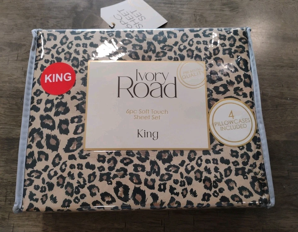 Ivory Road KING 6-Piece Soft Touch Leopard Skin Sheet Set - Premium Bedding *New - Image 1 of 4