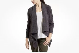 Athleta Wickel Strickjacke offen Pullover grau weich gerippt Jacke Strick Gr. XXS - Bild 1 von 12
