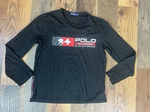 Camisa Polo Ralph Lauren Para Hombre Slalom Suiza Carreras Esquí Deletrear Negra L - Imagen 1 de 6