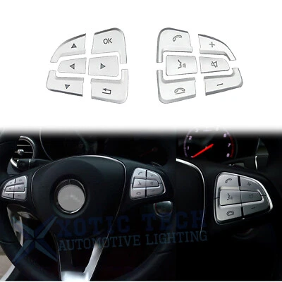 Polished Silver Car Steering Side Button Cover Sticker For Mercedes GLE GLS CLS - Image 1 of 4