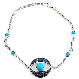 Pulsera de zafiro azul Meher's S plata turquesa y 0,55 quilates extensor de 7""+1 - Imagen 1 de 4
