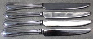 Reed & Barton Kendrick Beaded stainless set of 4 up to 8 serrated DINNER KNIVES - Picture 1 of 5