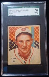 ⚾️1934-36 Diamond Stars⚾️ 1935 TONY PIET #72 SGC 4 (50) White Sox 1230847-003 - Picture 1 of 2