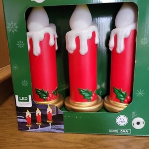 Holiday Time 17" Kerze Weg Marker Pfähle Blasform 3er Set mit Timer Neu - Bild 1 von 3