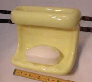 Glossy *Texas Yellow* Ceramic Soap Dish Tray with washcloth holder/Grab Bar  NEW - Picture 1 of 12