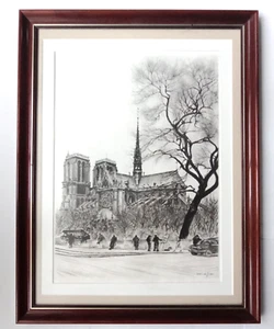 Cathédrale Notre dame de Paris Gravure 1963 de Maxime Juan Cadre - Imagen 1 de 19