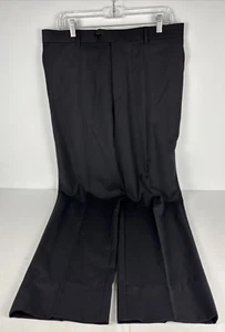 Pantalones de traje de lana superfina Mantoni para hombre M40901 negro 35x30 sin pliegue dobladillo de 3" - Imagen 1 de 11