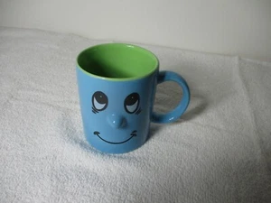 3D SMILING FACE BLUE COFFEE MUG TEA CUP 3D NOSE SMILING - Picture 1 of 7