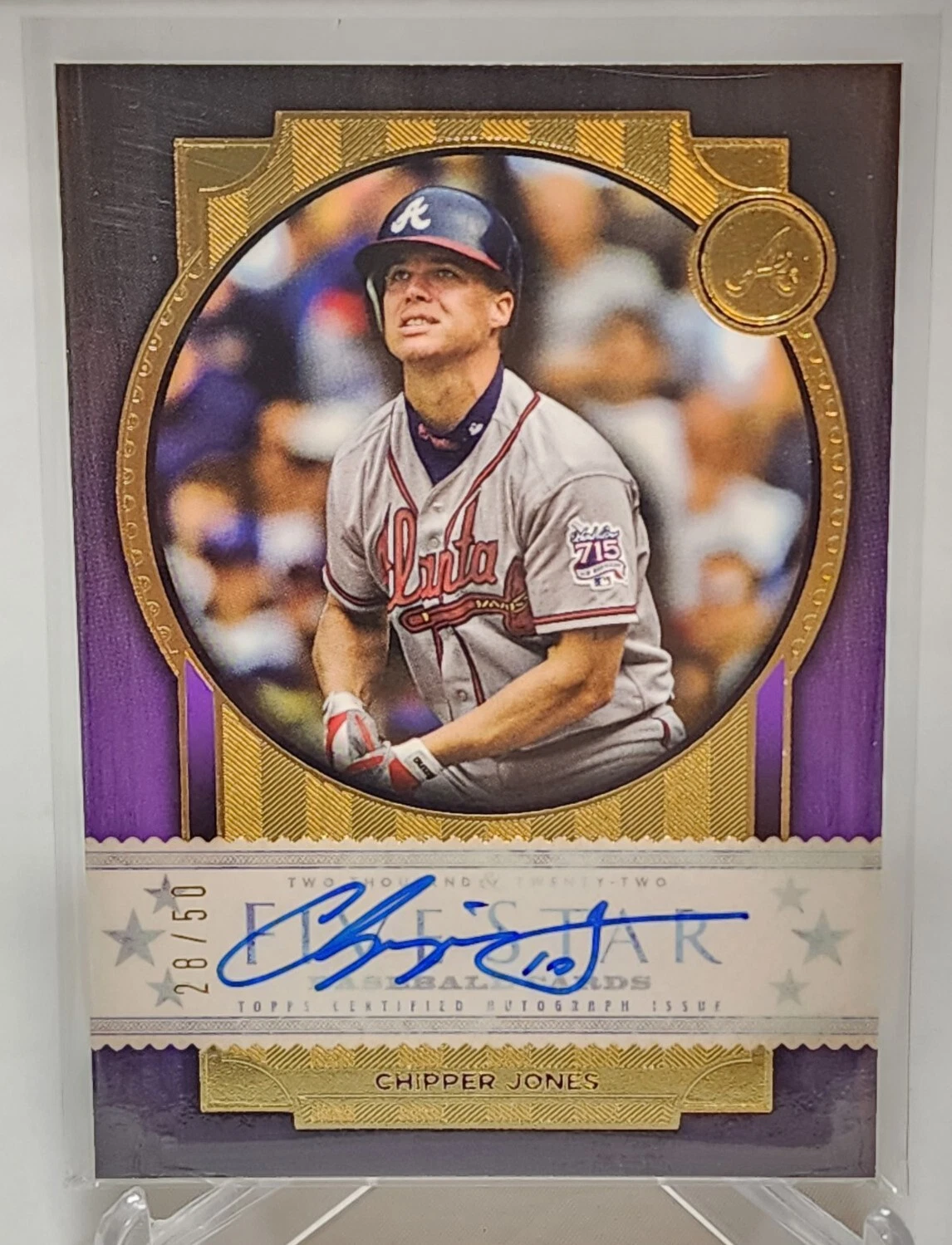 Chipper Jones Auto /50 Purple Autograph Braves 2022 Topps Five Star