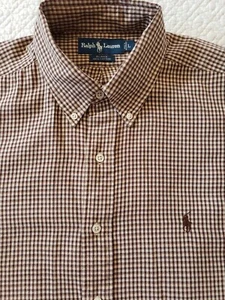 Camisa Ralph Lauren Blake Abotonada Para Hombre Talla Grande Marrón Guinga Manga Larga - Imagen 1 de 11
