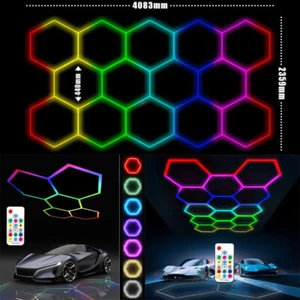 5/14 Hexagon LED Lampe Röhren Werkstatt Garage Decken Leuchte Waben Beleuchtung - Picture 1 of 26