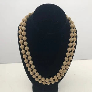 Vintage Vendome Doppel 2 Strang goldfarbene Perlen 22 Zoll Halskette Blume Verschluss signiert - Bild 1 von 8