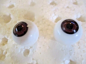 20 mm Brown Vintage Round Handblown Glass Eyes Hollow  11.3 mm Iris     R57 - Picture 1 of 4