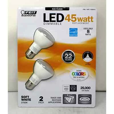 Feit Eelctric 8W LED R20 Flood 2700K Soft White Replaces 45W, Dimmable, 2 Pk - Image 1 of 2