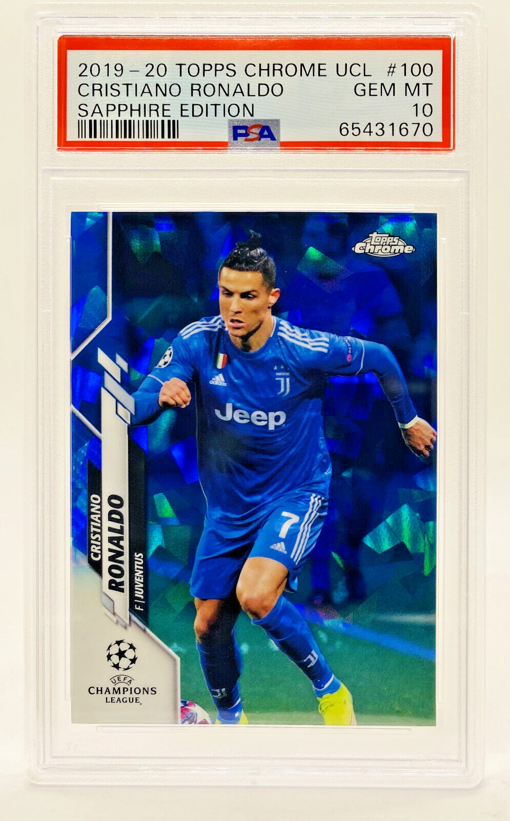 2019-20 Topps Chrome UEFA UCL Sapphire - Cristiano Ronaldo #100 Juventus PSA 10