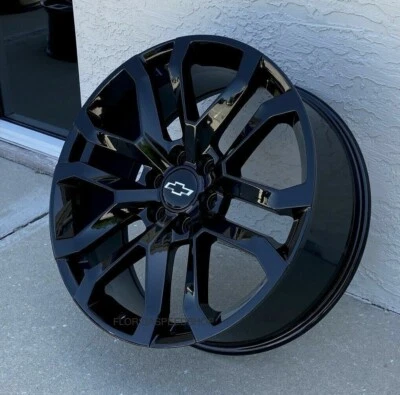 GLOSS BLACK DENALI STYLE WHEELS 20X9" FITS: 1999-2025 CHEVY SILVERADO/TAHOE - Image 1 of 4