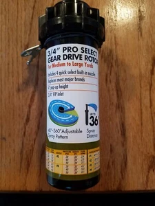 3/4" PRO GEAR DRIVE ROTOR Yardworks 36' range 40-360 adjustable NEW! 4" pop-up - Picture 1 of 5
