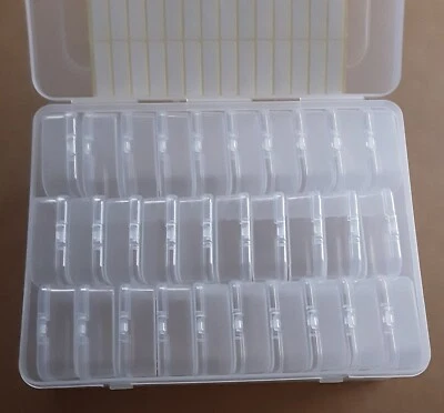 Caja de pesca con mosca contenedor de plástico transparente para 30 - 2 1/8 X 2 1/4 X 3/4" cajas Foto 1 de 4