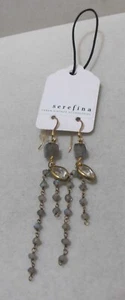Anthropologie SEREFINA Labradorit Kristall goldfarbene Ohrhänger 30 $ neu in Verpackung - Bild 1 von 10
