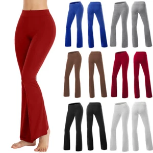 Womens Bootcut Yoga Pants Bootleg Flared Trousers Workout Casual Stretch Pants - Picture 1 of 21