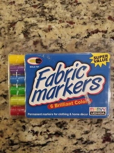 NEW Set of 6 Marvy-Uchida 520-6D Brush Tip BRILLIANT Color Fabric Marker Set - Picture 1 of 5