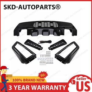 Front Bumper For 2009-2014 Ford F150 F-150 Steel Black Raptor Style W/LED Lights - Picture 1 of 8