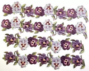 Pansies Beautiful Flowers Glitter Accents Spring K&Company 4 pc 6" x 1-1/8" - Picture 1 of 2